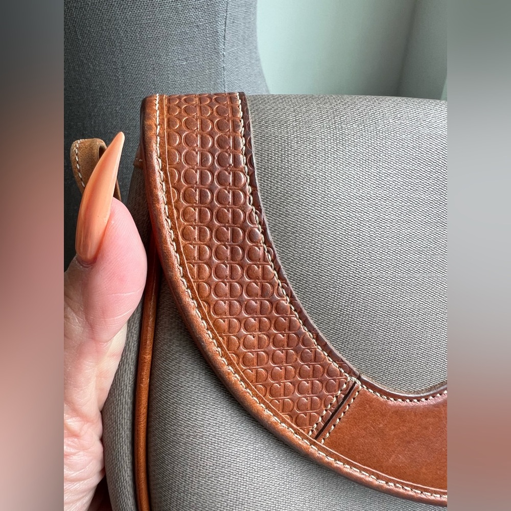 Christian Dior Gray Crossbody Bag with Brown Leather Trim EUC - Picture 10 of 15